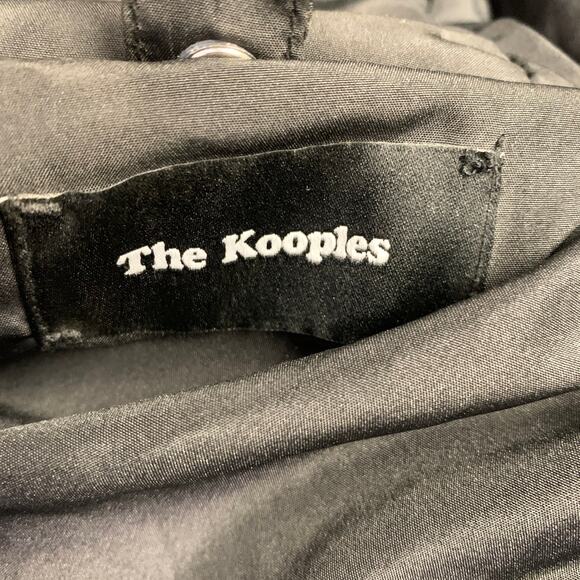 THE KOOPLES Size XL Black Polyester Leather Trim Hooded Coat - Picture 6 of 10
